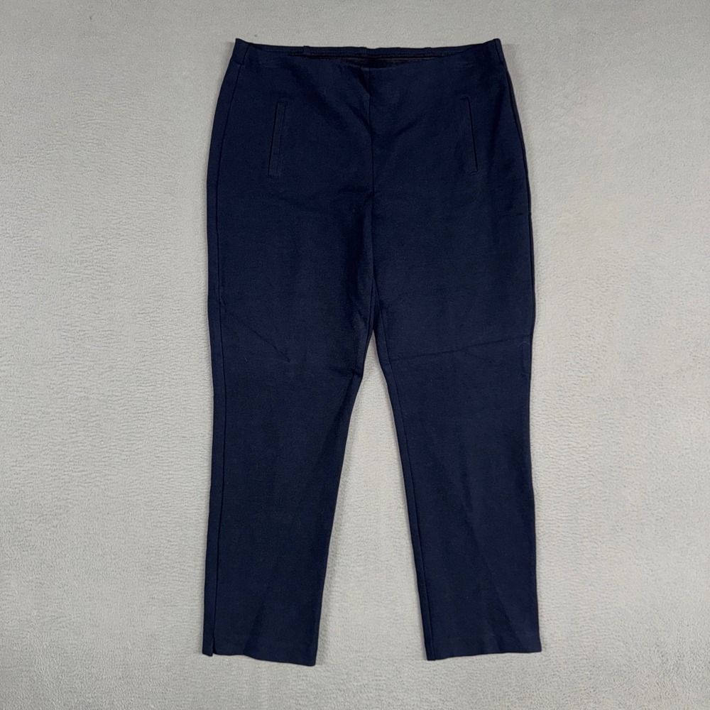 Chicos Pants Womens 1.5 / 10 Navy Blue Pull On Ankle Ponte Knit Slim Leg Dress
